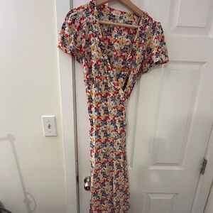 Floral silk tea dress